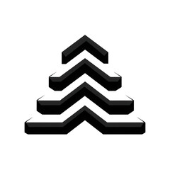 Black 3D Chevron Arrows Stacked Together Isolated on transparent background.