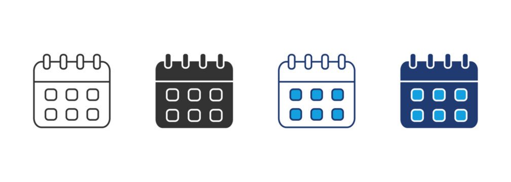 Calendar Icon Set Multiple Style Collection - Powered by Adobe