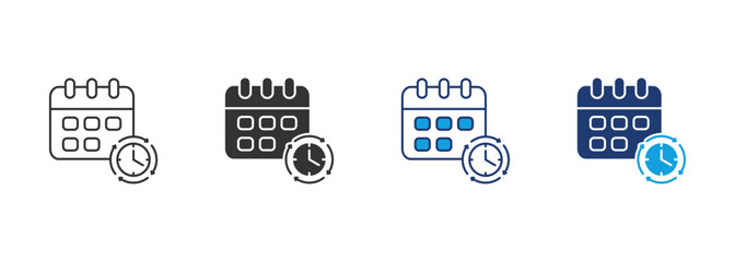 Reschedule Icon Set Multiple Style Collection