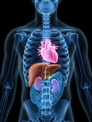 Human anatomy highlighting internal organs