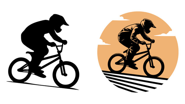 BMX Bike Racing Silhouette.