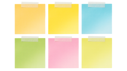 Colorful sticky notes in pastel hues with soft gradient texture for office organization and stationery design