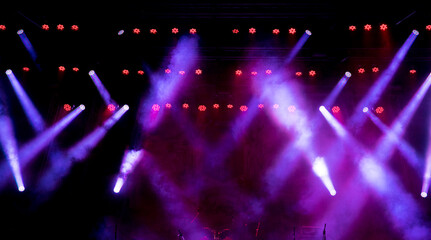 Free stage with lights, lighting devices.