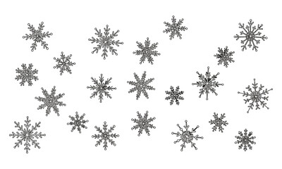 Hand drawn snowflake icons set for winter and christmas design