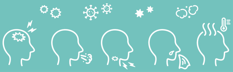 Naklejka na ściany i meble 風邪のイメージのアイコンセット