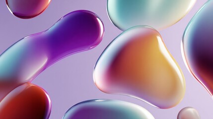Modern abstract composition of liquid-like blobs with smooth surfaces and subtle depth, enhanced by harmonious gradients and a clean vector-inspired finish on an uncluttered background