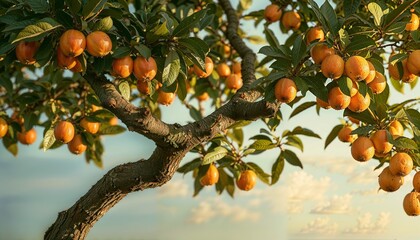 Kumquat tree along with fruit and leaves