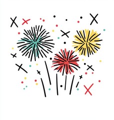Obraz premium Colorful Abstract Fireworks Burst Illustration on White Background
