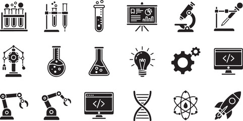 Science and technology icons for innovation and research