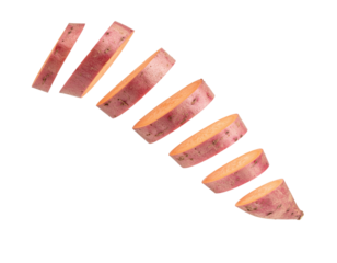 Freshly Sliced Sweet Potato With Vibrant Orange Flesh Isolated On Transparent Background