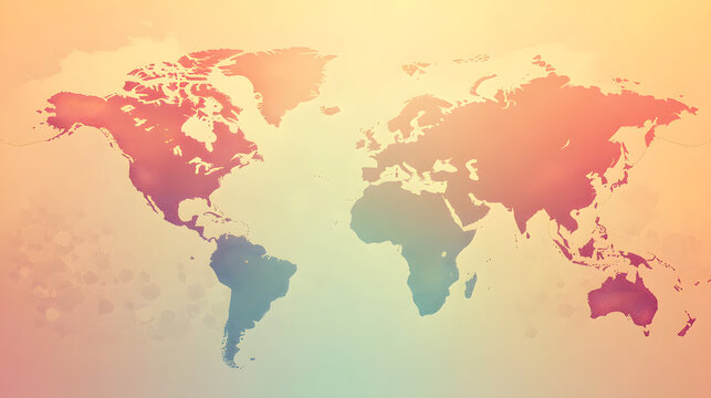 Vibrant world map with colorful gradient background for global business