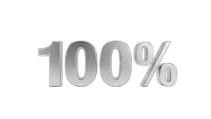 100% Metallic Text on White Background