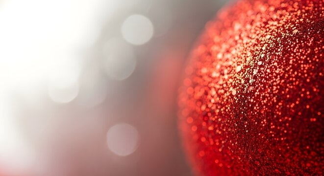 Shimmering red Christmas ornament ball with sparkling glitter and bokeh lights creating a festive holiday concept - Powered by Adobe