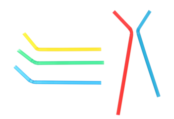 arrangement of brightly colored bendy drinking straws in red, yellow, green, and blue, ideal for illustrations of parties and eco-conscious products