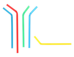brightly colored plastic bendy drinking straws in blue, red, green, and yellow, perfect for parties, beverages, and creative craft projects