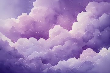 A beautiful view of fluffy white heart shaped clouds floating in the bright blue summer sky with natural sunlight across the heavenly atmosphere.