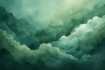 Beautiful abstract cloudscape of white cumulus clouds in a blue summer sky with bright sunlight and vintage nature atmosphere.