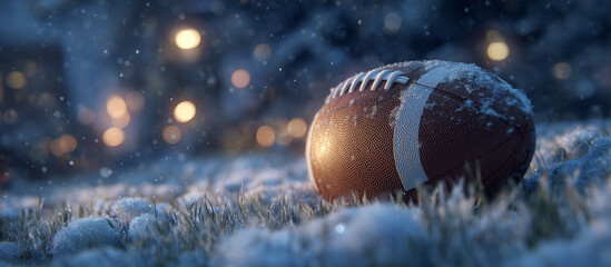 rugby ball in winter theme