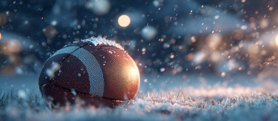 rugby ball in winter theme