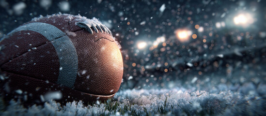 rugby ball in winter theme