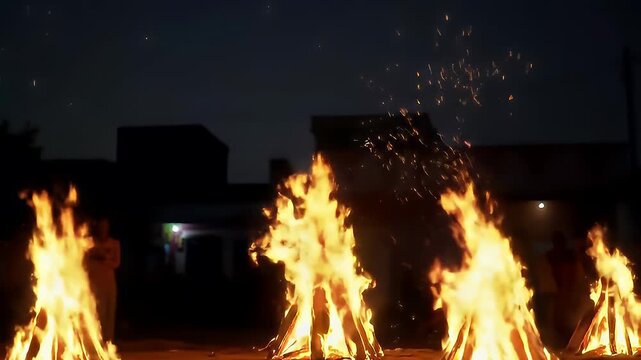 Bonfire Night Celebration - A Spectacular Display of Flames and Sparks Under the Night Sky. - Powered by Adobe