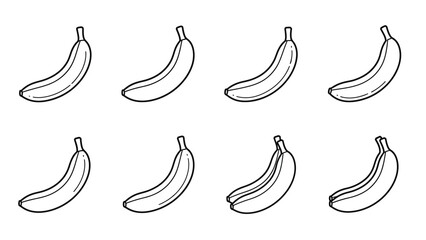 Obraz premium Simple black and white outline pattern of various banana shapes in a repeating layout
