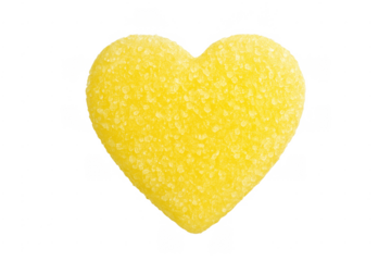 Yellow heart shape candy with sugar coating