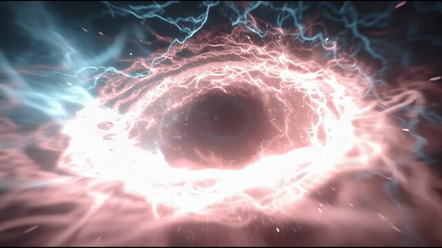 Vibrant energy pulse expanding outward in circular motion creates dynamic electric field