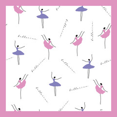 Elegant Graceful Tiptoe Ballerina Line Art Pattern. Perfect for children fashion, wallpaper, wrapping paper, apparel, stationery, packaging, party decoration, and dance-themed branding.
