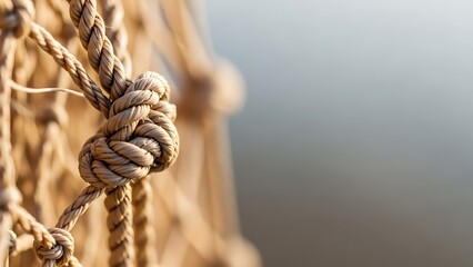 Close-up of a secure knot on a sturdy rope