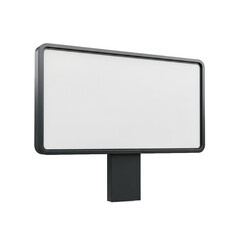 Blank White Rectangular Billboard with Black Frame and Support Post