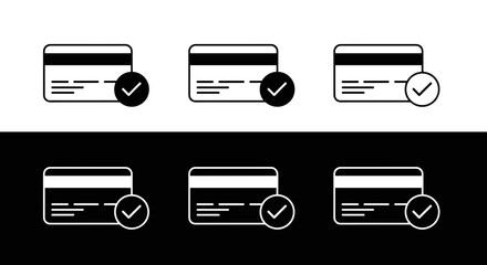 Credit Card Verification Icons Set &ndash; Approved Payment, Secure Transaction, Banking and Financial Validation Vector Illustration
