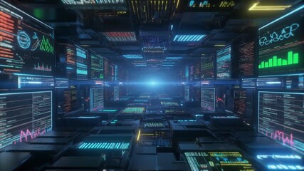 Futuristic Data Center Visualization A Deep Dive into Server Room Technology. - Powered by Adobe