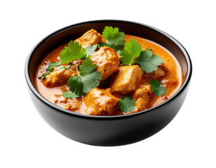 Fototapeta premium Delicious Chicken Curry with Fresh Cilantro in a Bowl on Transparent Background