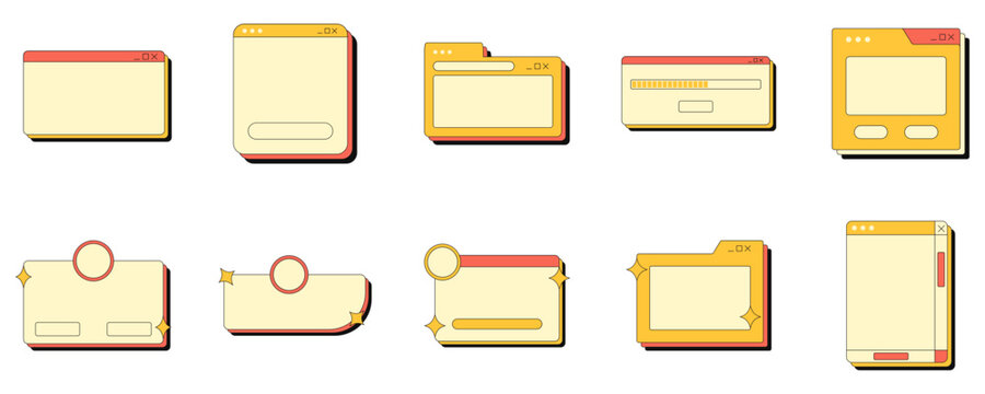 Set of Retro computer window interface elements
