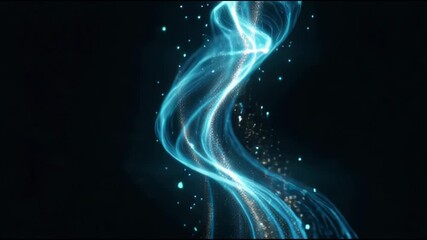 Energy particles flowing upward in a controlled manner, forming a vibrant blue spiral pattern, illustrated in a dark background. - Powered by Adobe