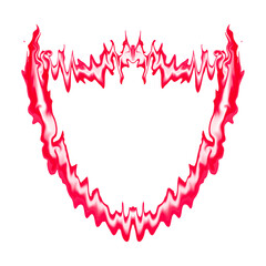 Abstract red flame heart frame in PNG format with a transparent background. Features a bold symmetrical shape with fluid, fiery edges, perfect for romantic, dramatic, or creative design projects.