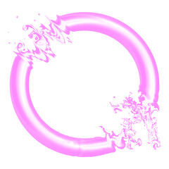 Abstract pink circular brush stroke frame in PNG format with a transparent background. Features dynamic paint splashes and flowing textures, ideal for creative design, modern graphics, and artistic co