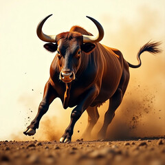 Unstoppable Force: The Charging Bull in the Dust