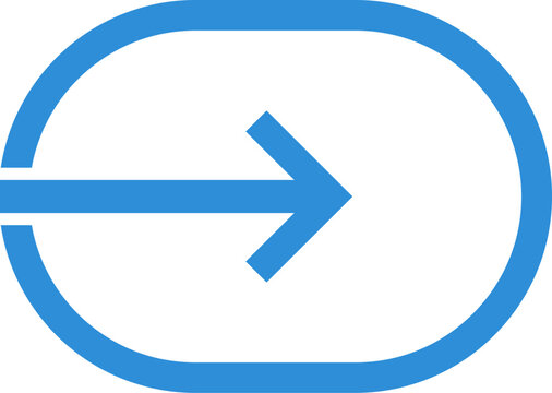 Blue arrow entering oval icon