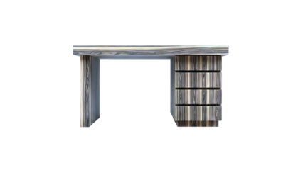 Modern Wooden Desk Isolated on White Background