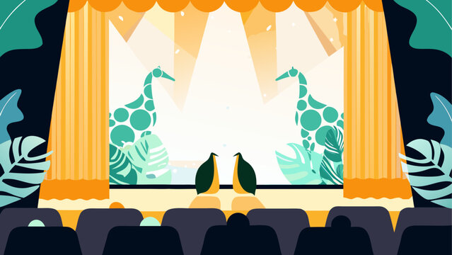 Giraffe puppet show on stage