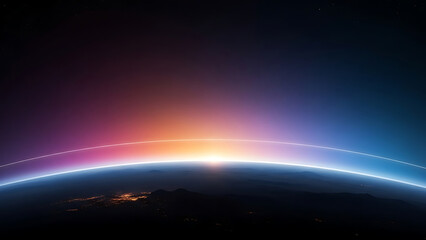 Fototapeta premium Breathtaking Sunset from Space Earth Horizon View Nature Sky Colors