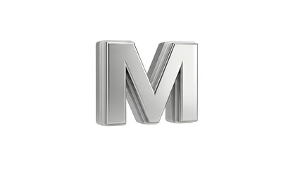 Silver Letter M on White Background