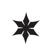Obraz premium Sharp Six-Pointed Black Star Icon, isolated white background.