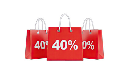 Red Shopping Bags with 40% Discount Offer