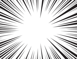 Obraz premium Abstract manga ray background. Black and white speed line pattern. 