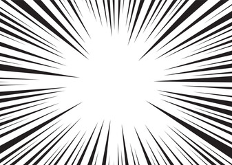 Naklejka premium Manga action burst lines background. Comic speed line Backdrop. Abstract boom ray pop art pattern.