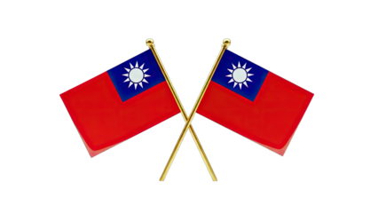 Taiwan Flags Crossed on White Background