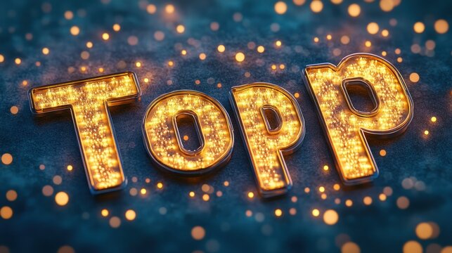 Golden illuminated letters topp 3 d render dark background bokeh